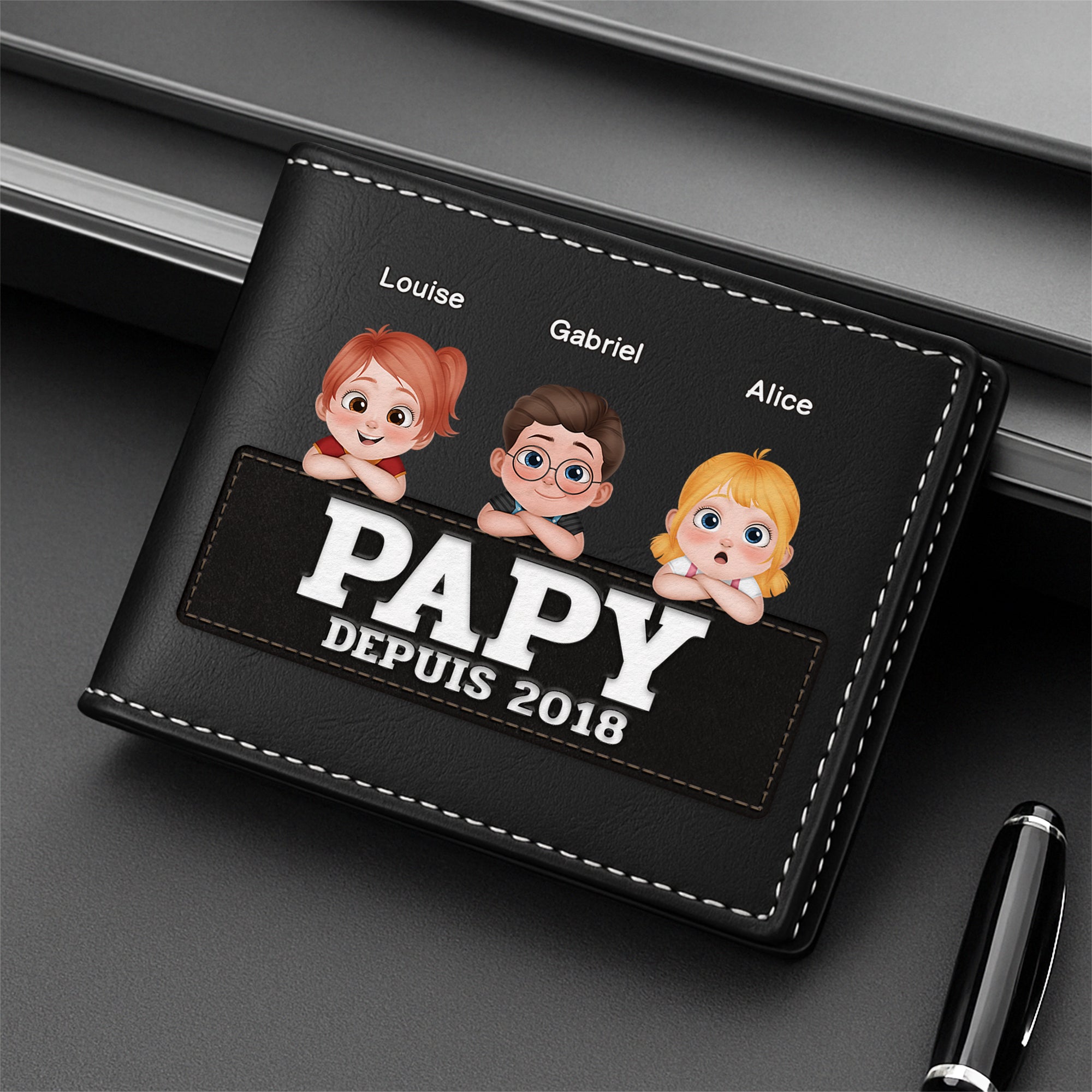4642JFR2 portefeuille en cuir personnalise_ papa depuis 4642jtmnb