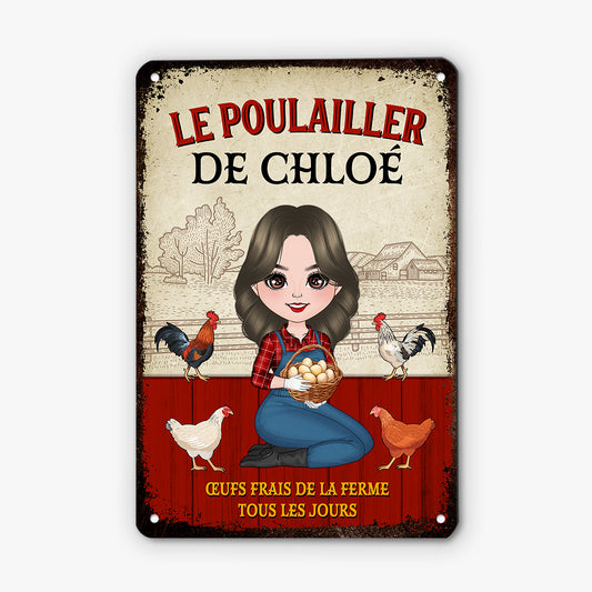 4645EFR1 plaque en metal personnalisee pour femme le poulailler 4645e64ta