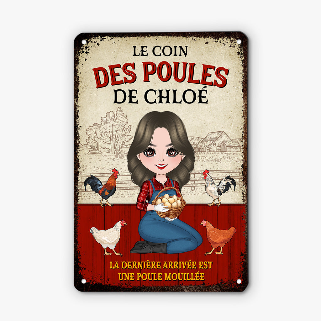 4645EFR2 plaque en metal personnalisee pour femme le poulailler 4645e64ta