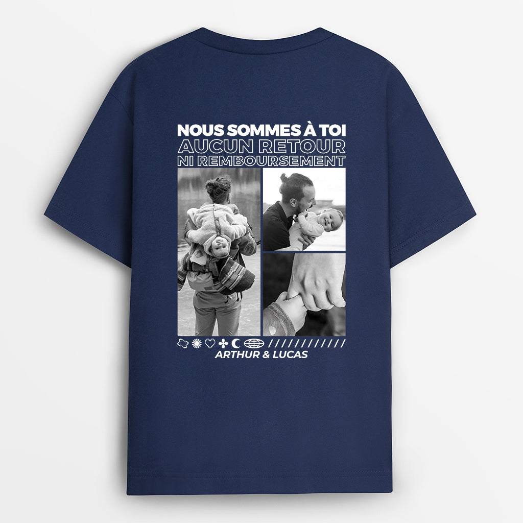 Aucun Retour Ni Remboursement Avec Photos Version Monochrome - T-shirt Personnalisé Papa