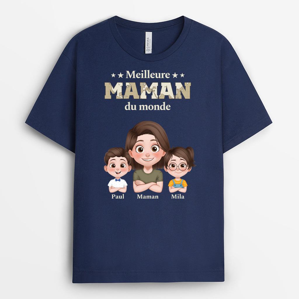 4676AFR2 tee shirt personnalise meilleur papa soldat version carte 4676a3t0b