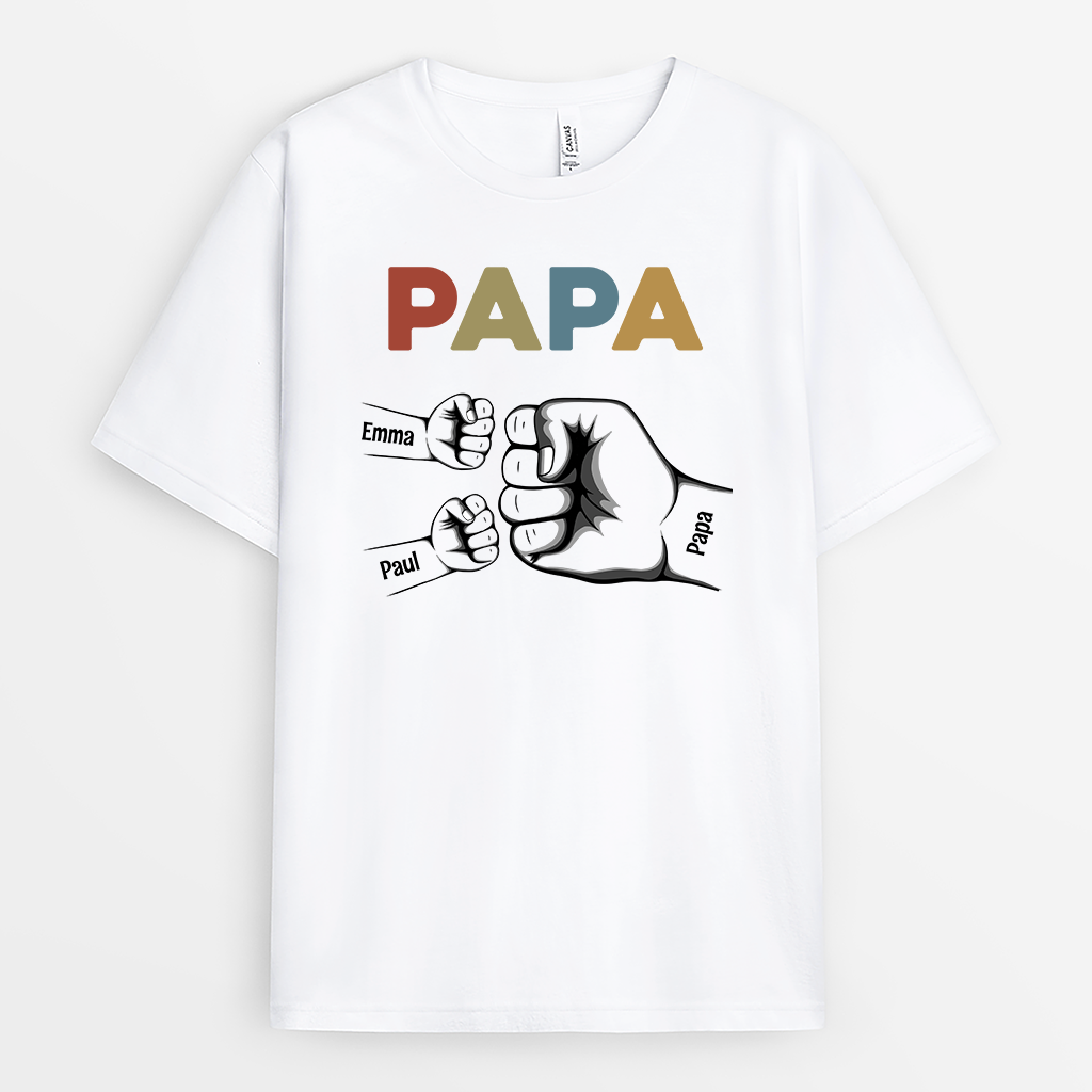 T-shirt Papa Coloré Avec Poings Personnalisé
