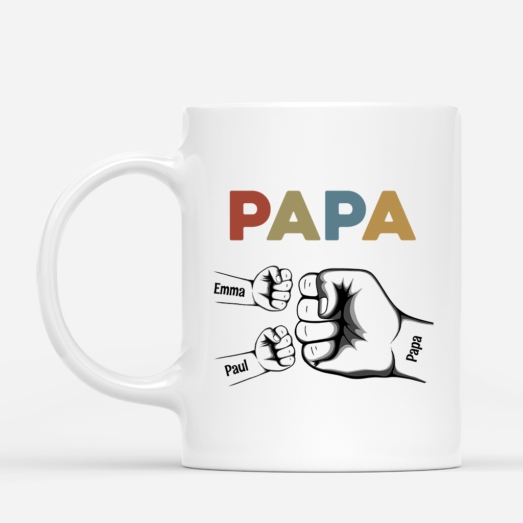 Mug Papa Coloré Avec Poings Personnalisé