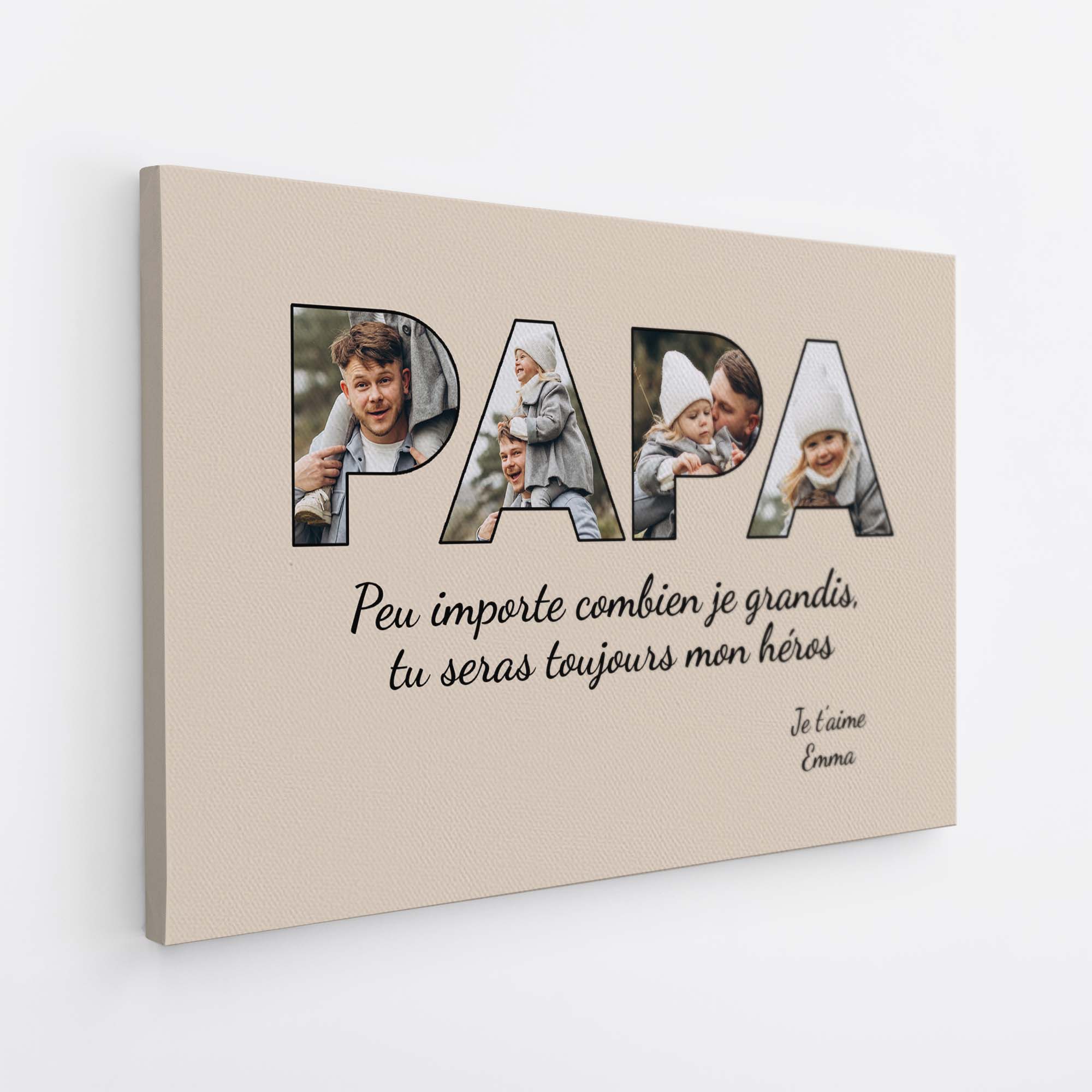 4689CFR2 toile personnalisee papa avec photo toujours mon heros 4689c8t5b