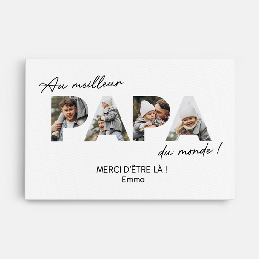4691CFR1 toile personnalisee papa avec photo au meilleur papa 4691c8t5b