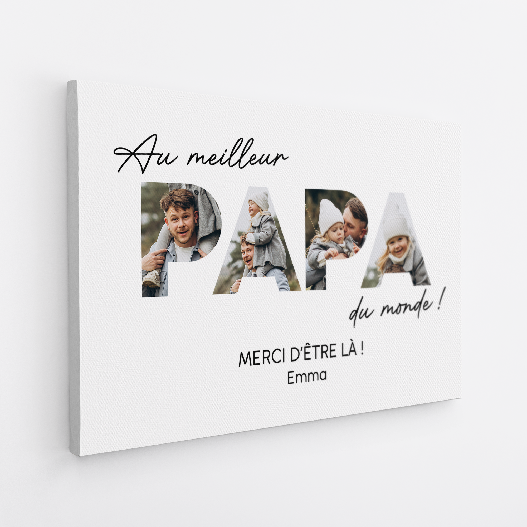 4691CFR2 toile personnalisee papa avec photo au meilleur papa 4691c8t5b