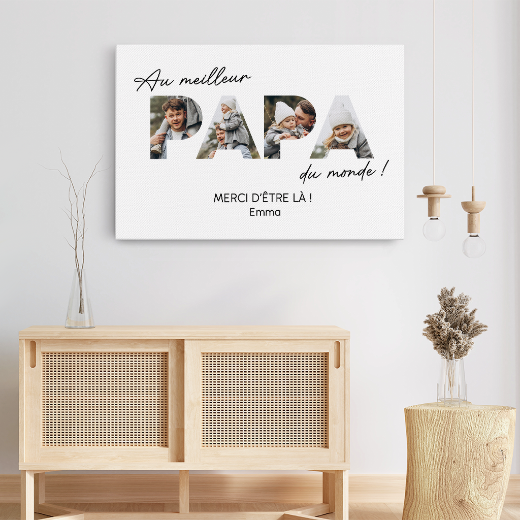 4691CFR3 toile personnalisee papa avec photo au meilleur papa 4691c8t5b