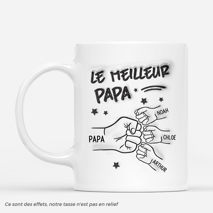 Meilleur Papa Du Monde Design Simple 3D - Mug Personnalisé - Vive La Mode