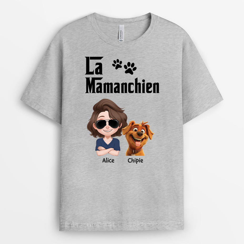 4725AFR2 t shirt personnalise le papa chien design cartoon couleur clair 4725akm0c