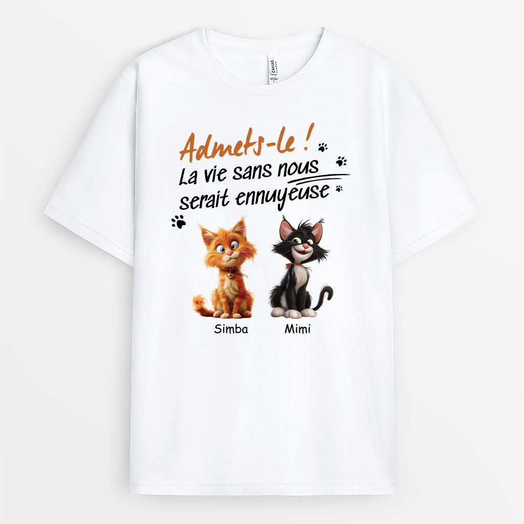 4756AFR1 t shirt pour amoureux des chats la vie ennuyeuse sans nous chat dormant 4756a_92c19b20 25a3 497a aa1a 63fdde4b4d05
