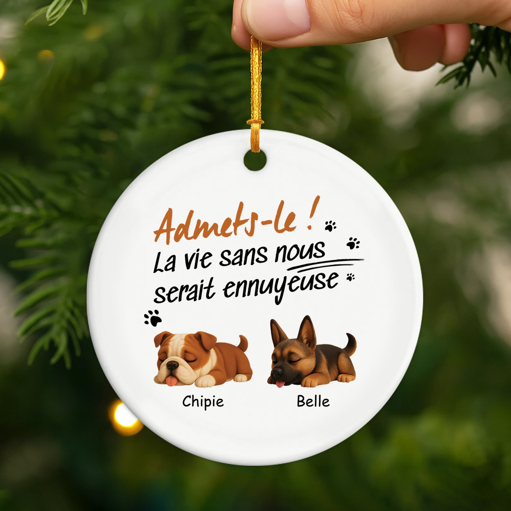 4756OFR2 ornement ceramique personnalise la vie sans chien serait ennuyeuse 4756okm5c