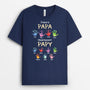 4768AFR2 t shirt personnalise dabord papa maintenant papy empreintes de mains colorees 4768atktb
