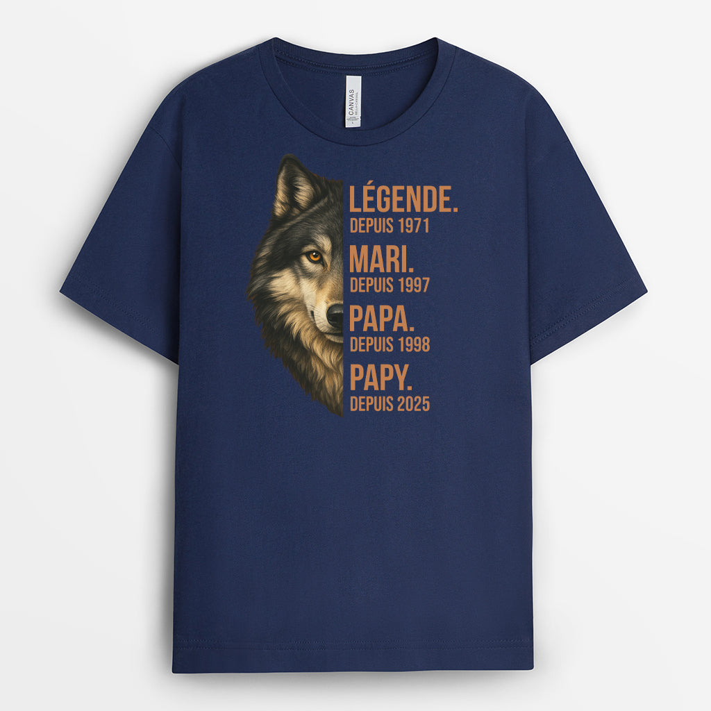 4848AFR2 t shirt personnalise papa legende mari papa loup 4848ak8ab