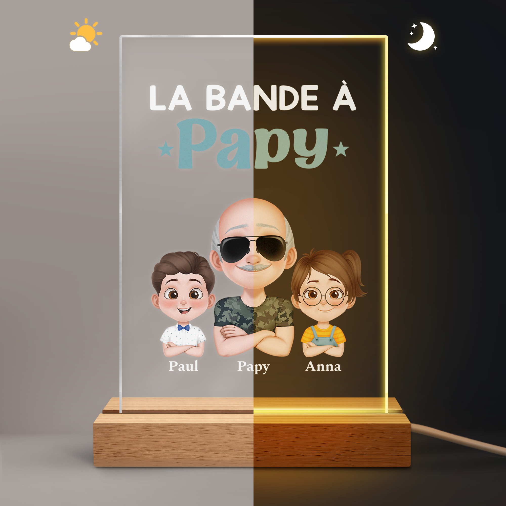 4861LFR2 veilleuse personnalise_e prenom enfant la bande a papa papy 4861l