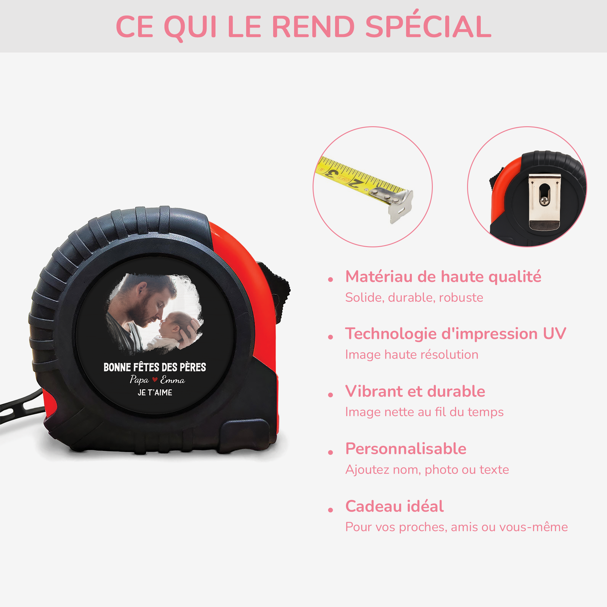 4875OFR4 metre ruban personnalisable pour papa avec photo joyeuse fete des peres 4875okn5b