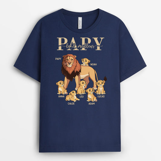 4882AFR2 t shirt personnalise le meilleur papa lion couleur fonce 4882a5l8b
