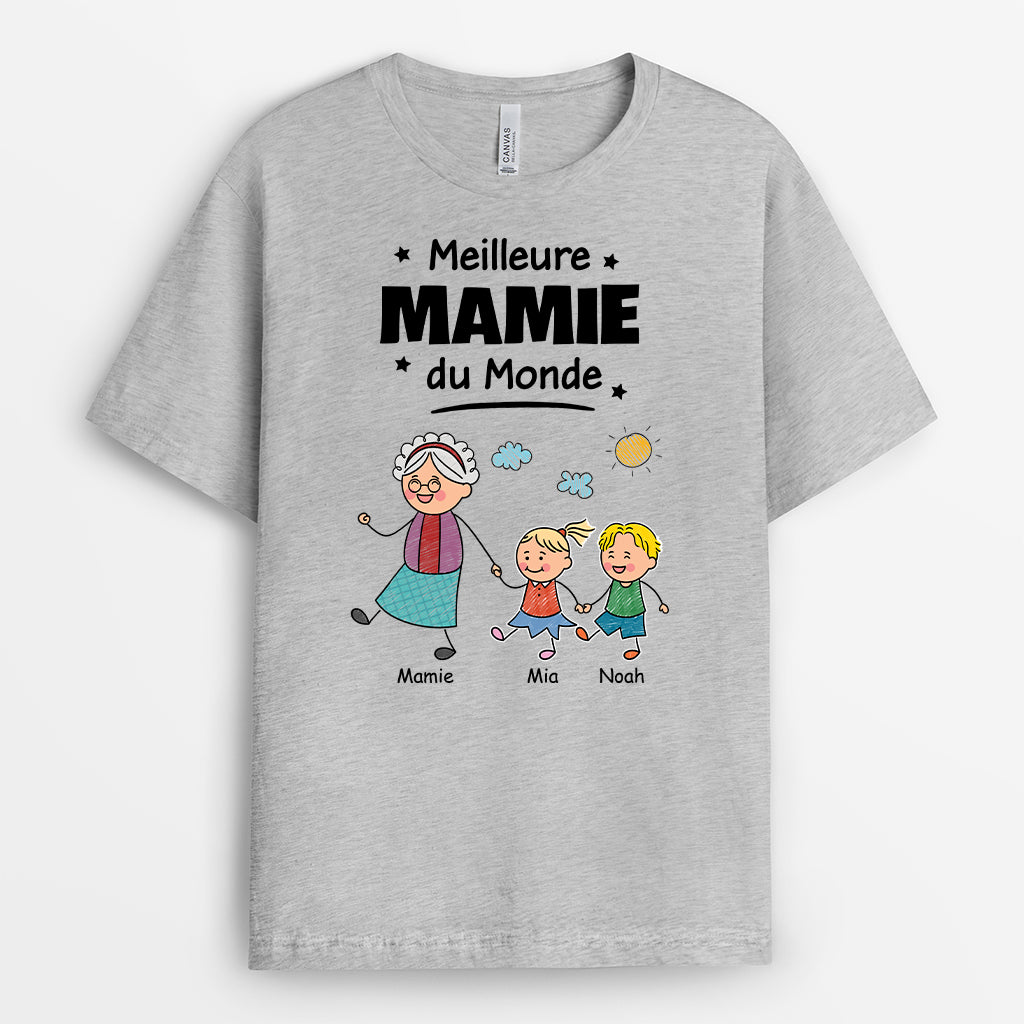 4904AFR2 t shirt personnalise meilleur papa du monde dessin crayon 4904a