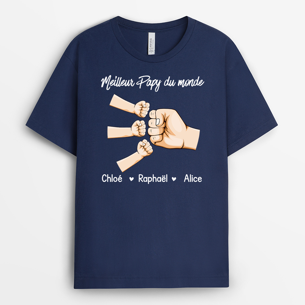 4912AFR2 t shirt personnalise meilleur papa pour toujours poings 4912a8i7b