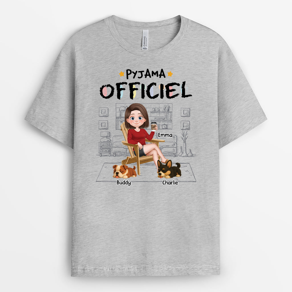 4933AFR2 t shirt pour amoureux des chiens t shirt de nuit officiel chiens dormant 4933akl0c