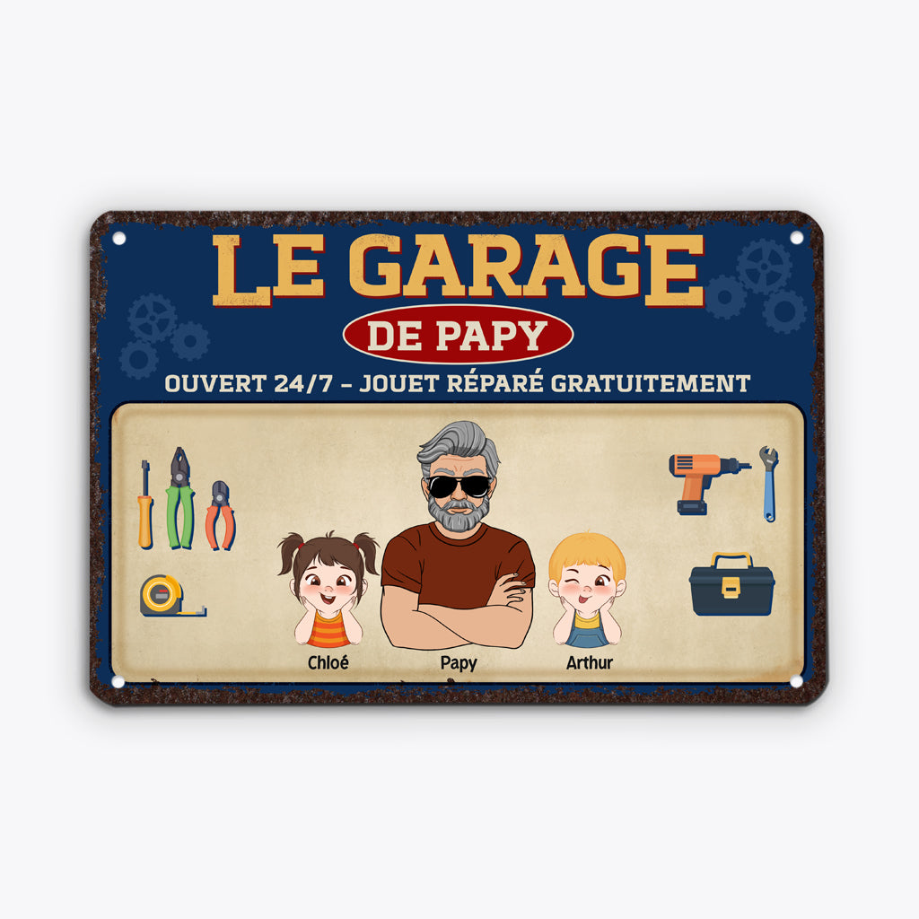 4945EFR2 plaque en metal personnalisee le garage de papa bricoleur cool 4945e3qab