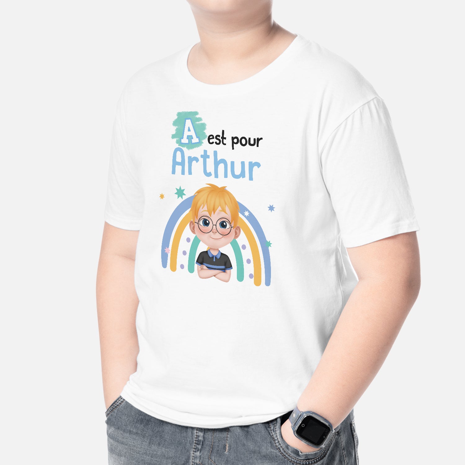 4957AFR2 t shirt enfant personnalise avec initiale et prenom 4957a6qak