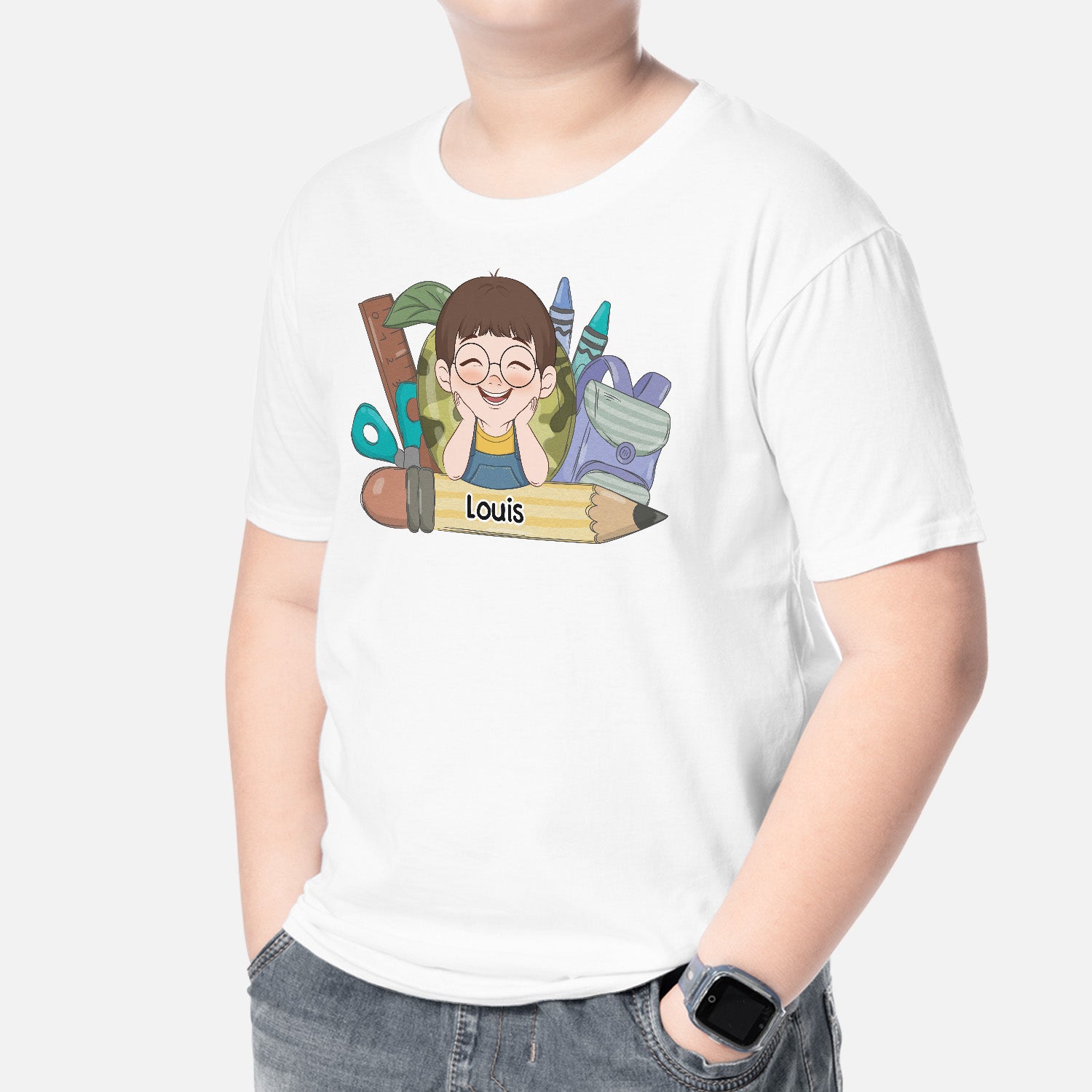 4973AFR2 t shirt personnalise enfant fournitures scolaires et prenom 4973a3qtk