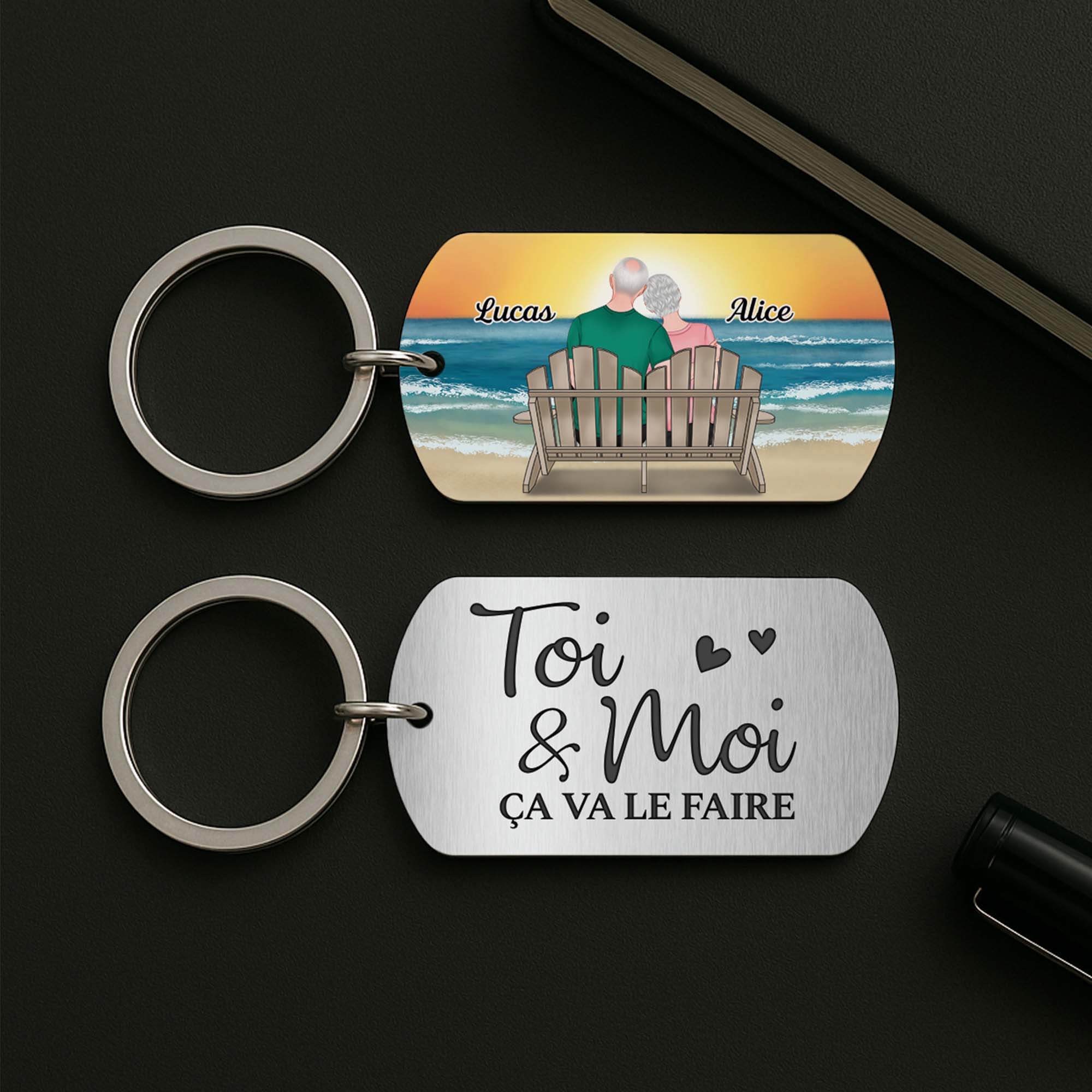 4990JFR2 porte cle aluminium personnalise pour couple toi et moi 4990j34tg