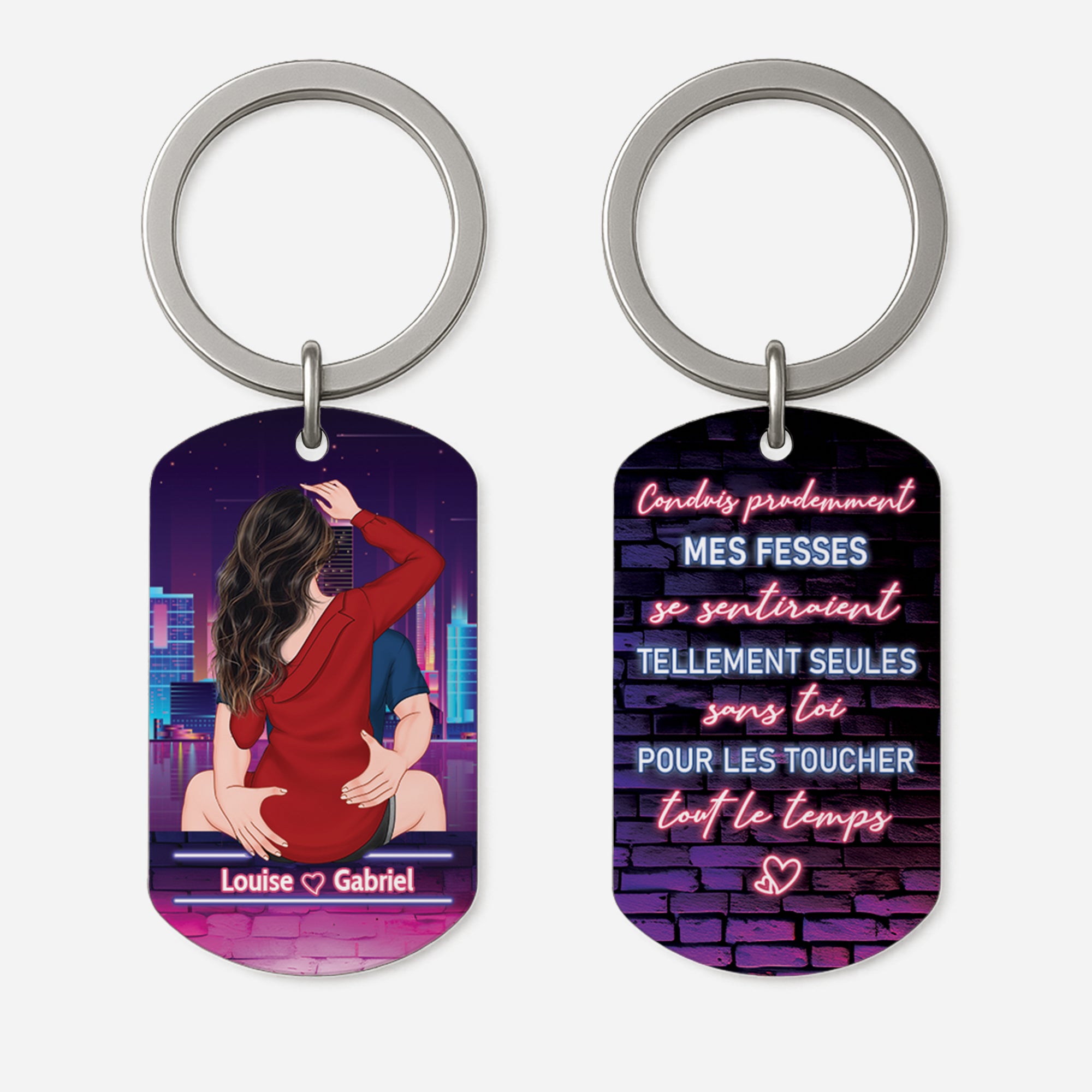 5008JFR1 porte cle aluminium personnalise pour couple seules sans toi 5008j6tng