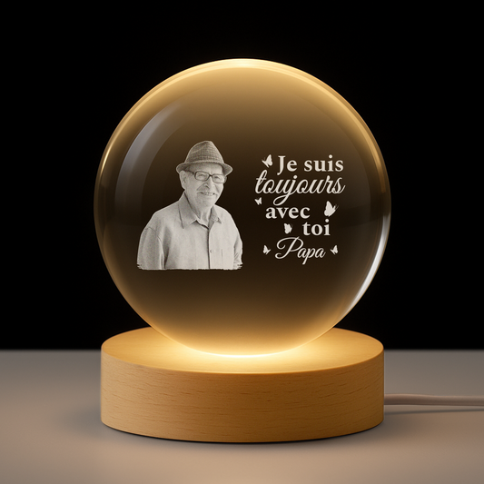 5014LFR1 veilleuse boule de cristal personnalisee avec photo commemorative maman papa toujours avec toi 5014l8tnb