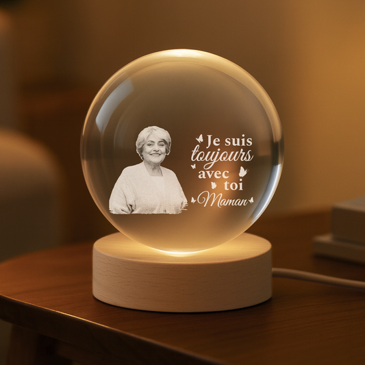 5014LFR2 veilleuse boule de cristal personnalisee avec photo commemorative maman papa toujours avec toi 5014l8tnb
