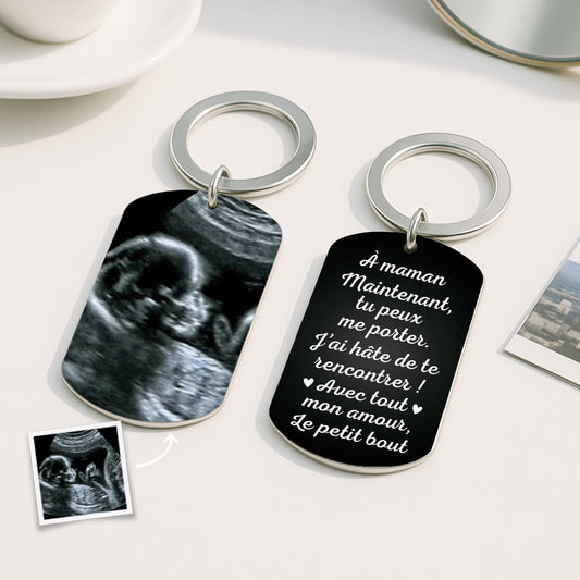 5017JFR2 porte cle aluminium personnalise photo pour futur papa ton petit bout 5017j8hnb