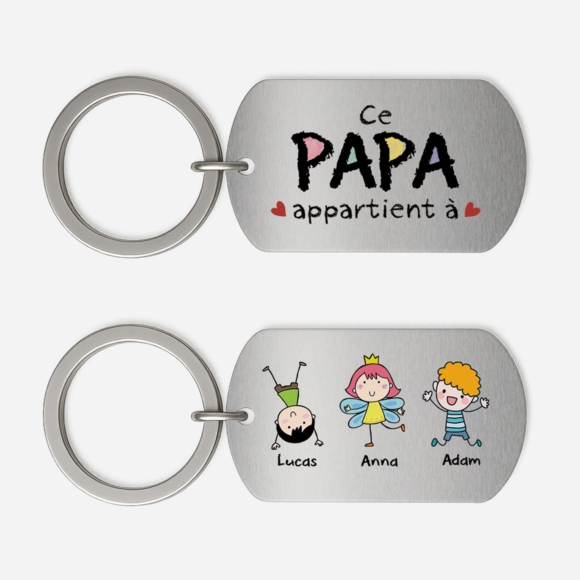5024JFR1 porte cle aluminium personnalise ce papa appartient a bonhommes allumettes 5024j6hnb