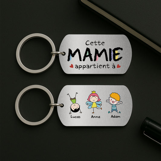 5024JFR2 porte cle aluminium personnalise ce papa appartient a bonhommes allumettes 5024j6hnb