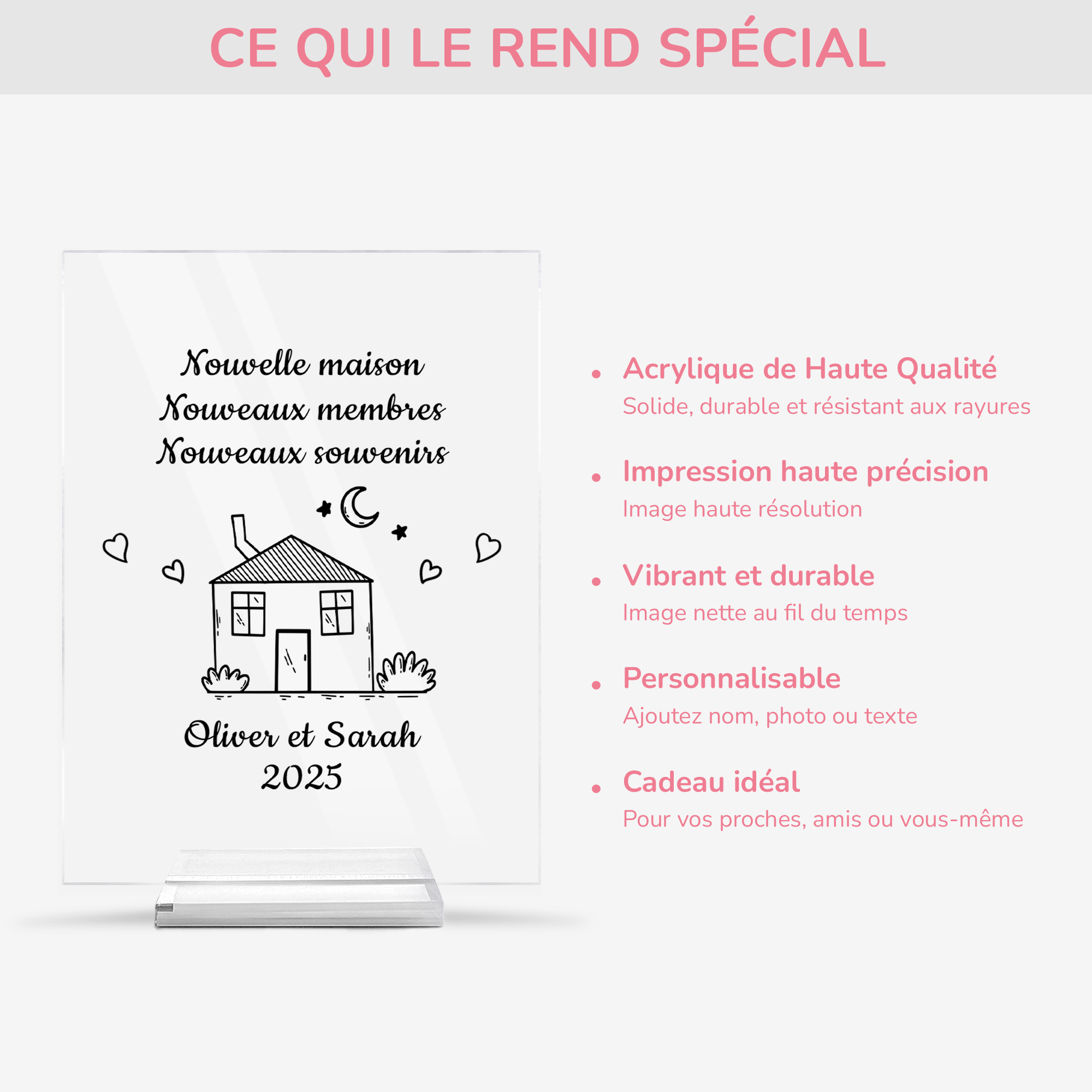 5039RFR5 plaque en acrylique personnalisee pour couple nouvelle maison dessin crayon 5039rtnng