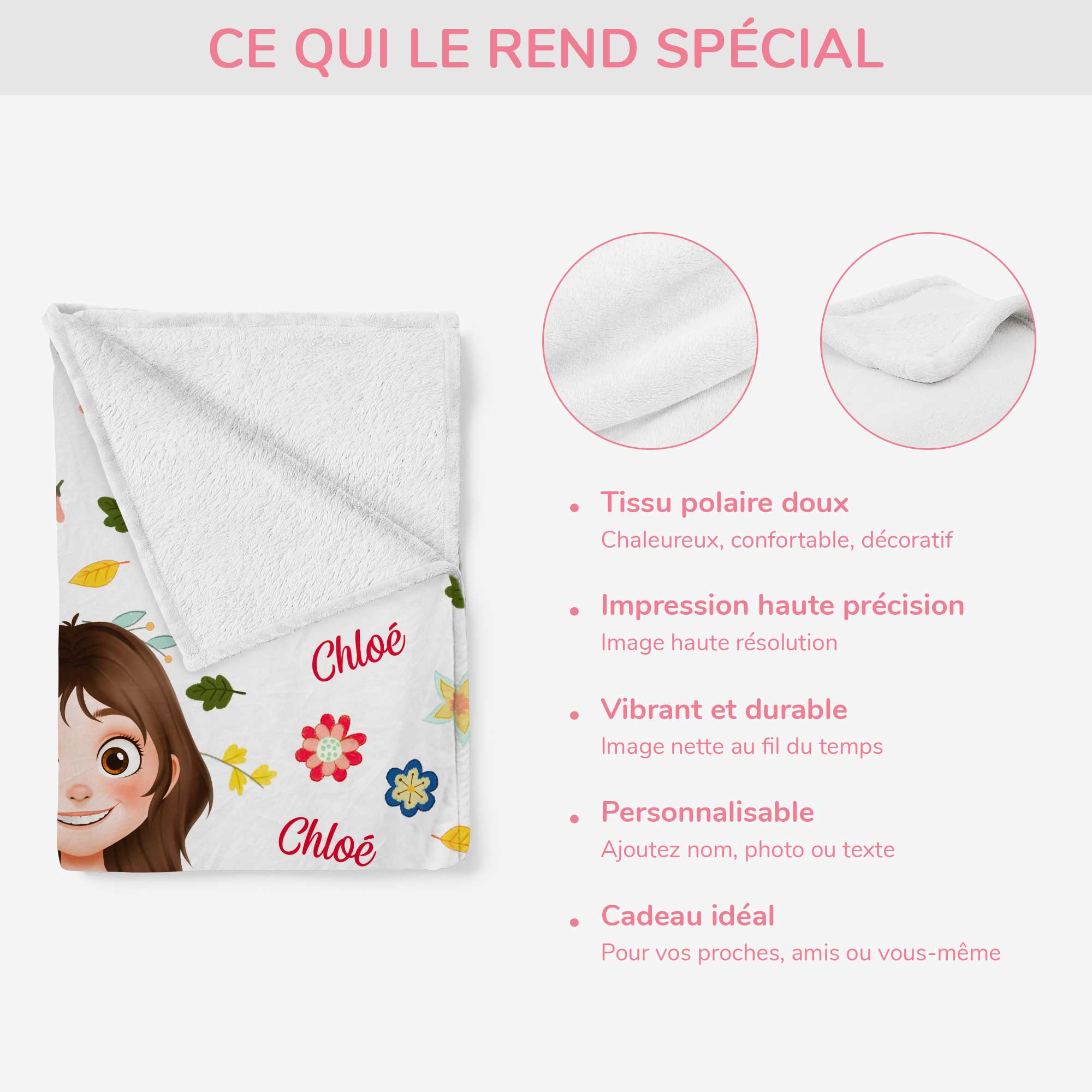 5048BFR4 plaid personnalise pour femme design cartoon avec fleurs 5048btlaa