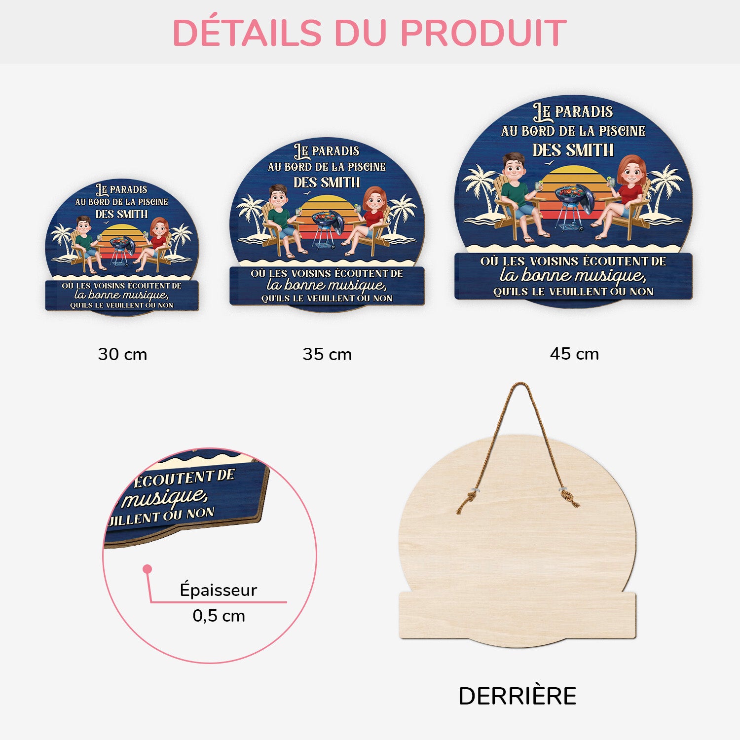 5054QFR3 plaque en bois personnalisee pour couple a suspendre le paradis 5054qtltg