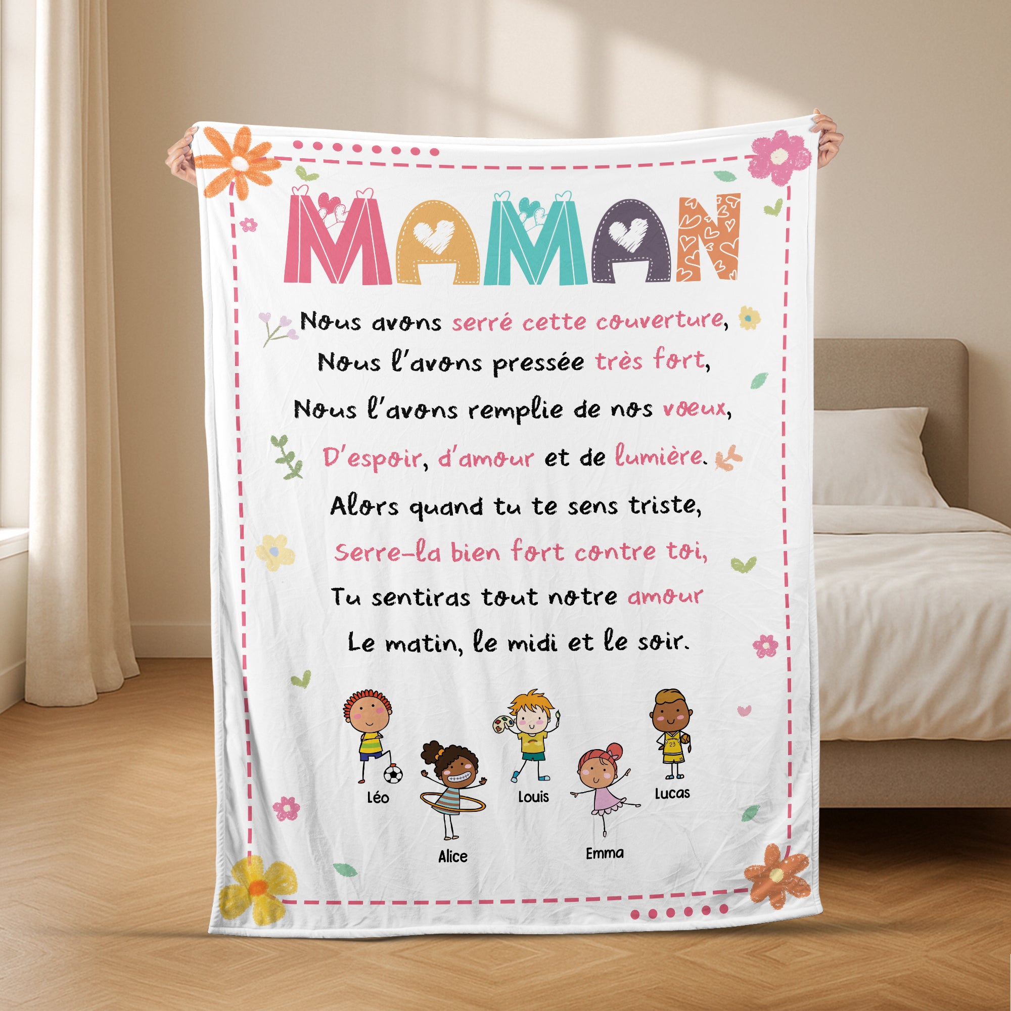 5059BFR2 plaid personnalise mamie les petits coeurs de mamie 5059b6kna