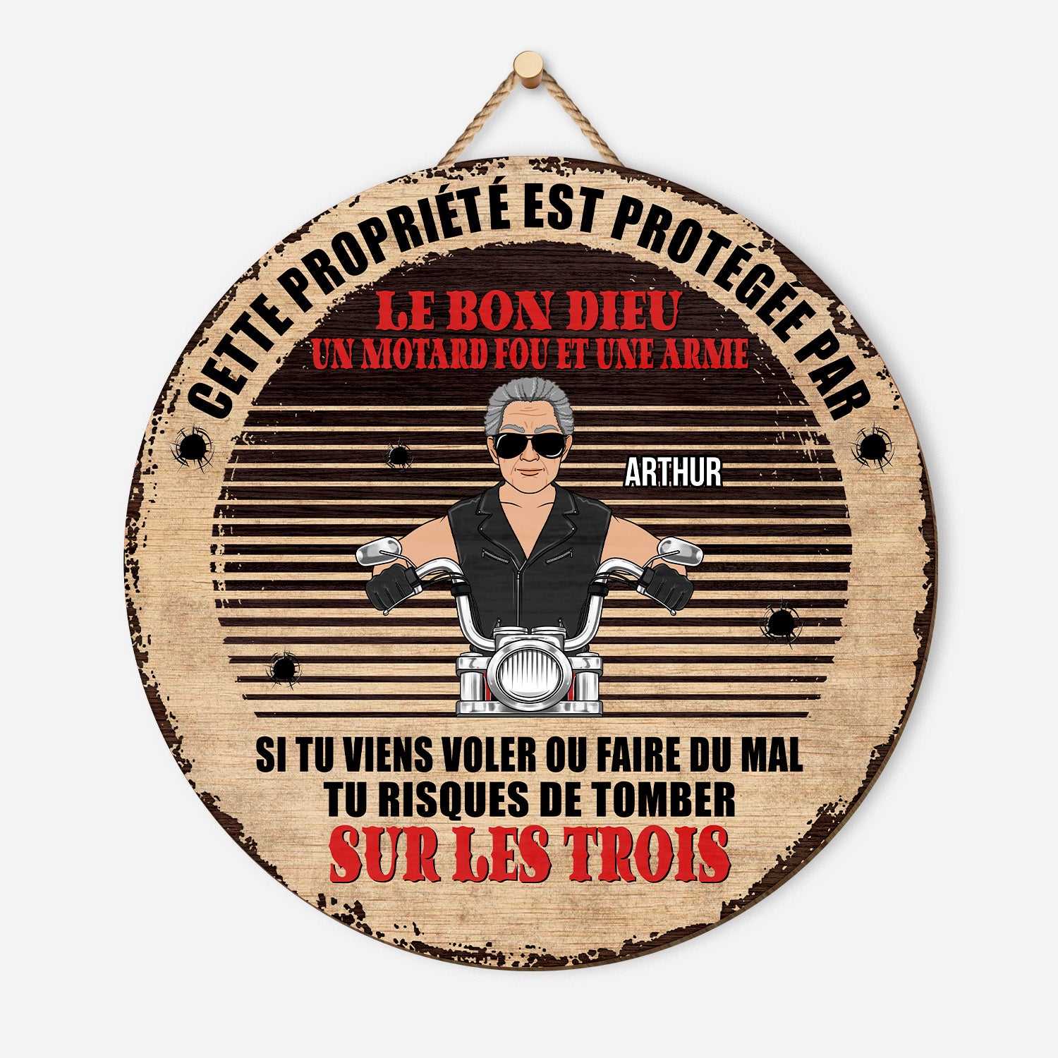 5074QFR1 plaque en bois personnalisee a suspendre le bon dieu 5074qkqmb