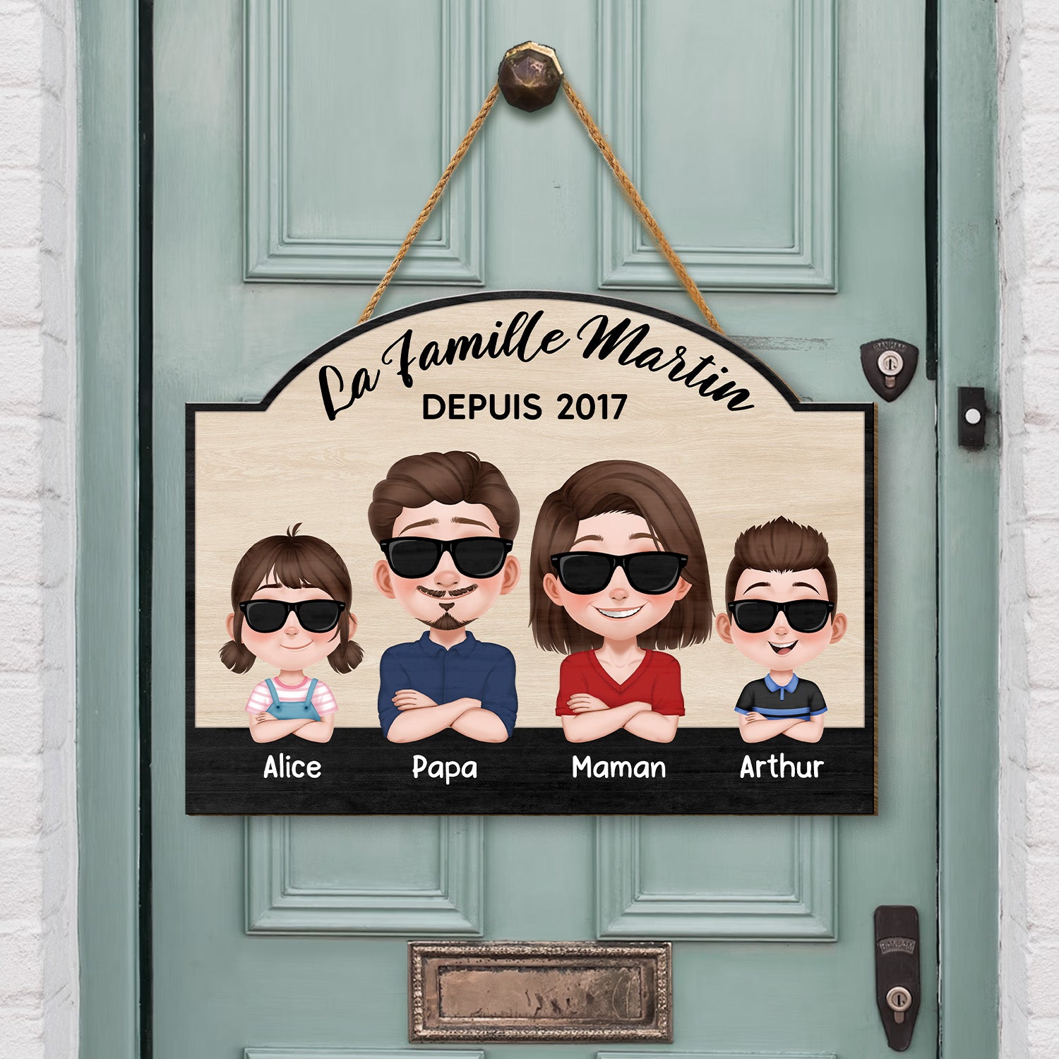 5086QFR2 plaque en bois personnalisee a suspendre famille depuis 5086q8gmi