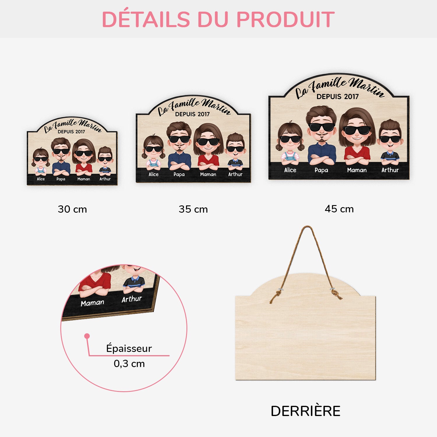 5086QFR3 plaque en bois personnalisee a suspendre famille depuis 5086q8gmi