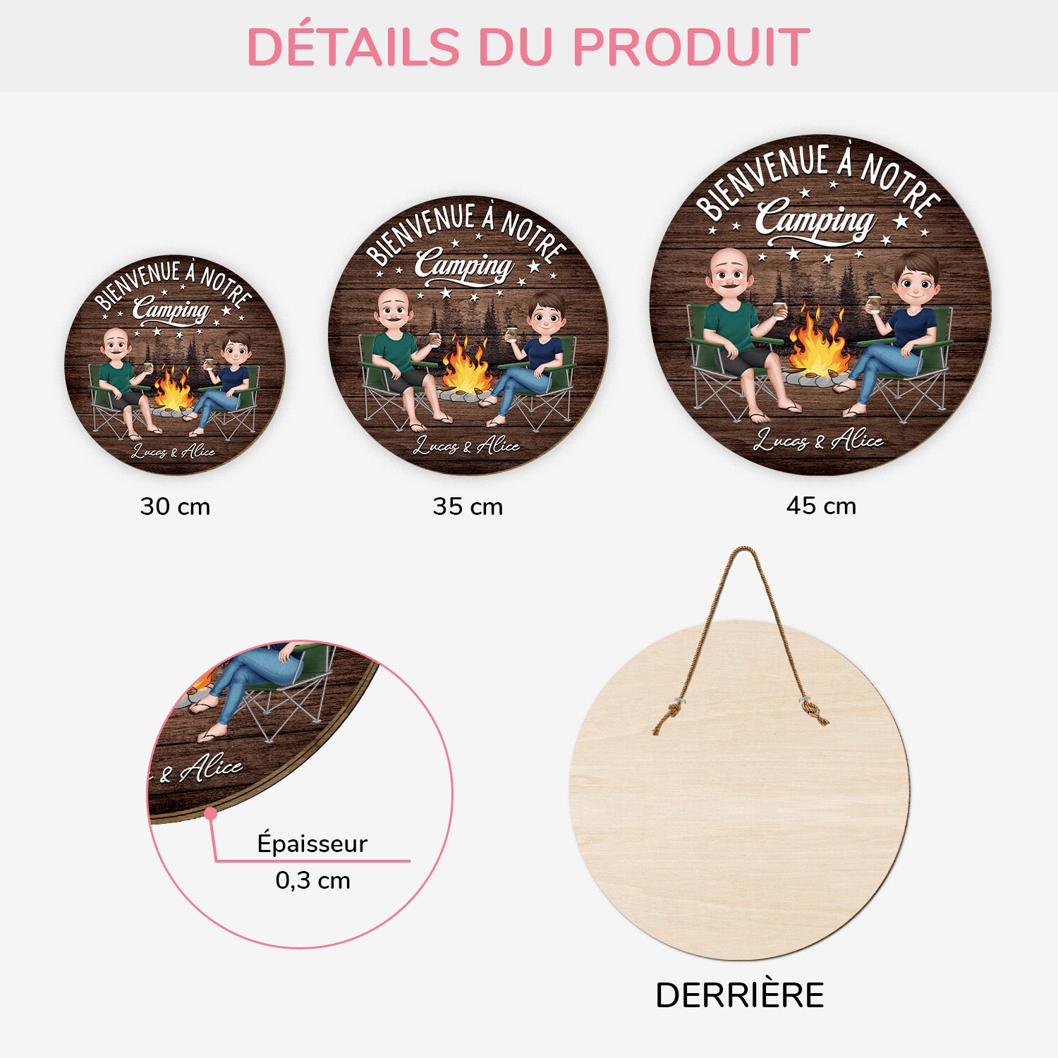 5089QFR3 plaque en bois personnalisee pour couple a suspendre bienvenue a notre camping 5089q8qmg