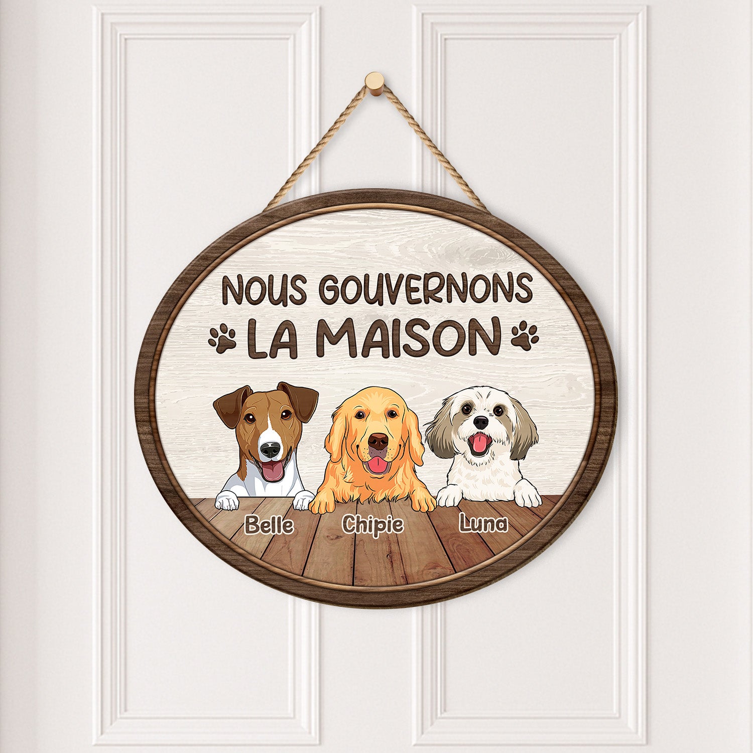 5094QFR2 plaque en bois personnalisee avec chien a suspendre nous gouvernons la maison 5094q8itc_620331d9 c780 4e1d a64f 0832bea37d20
