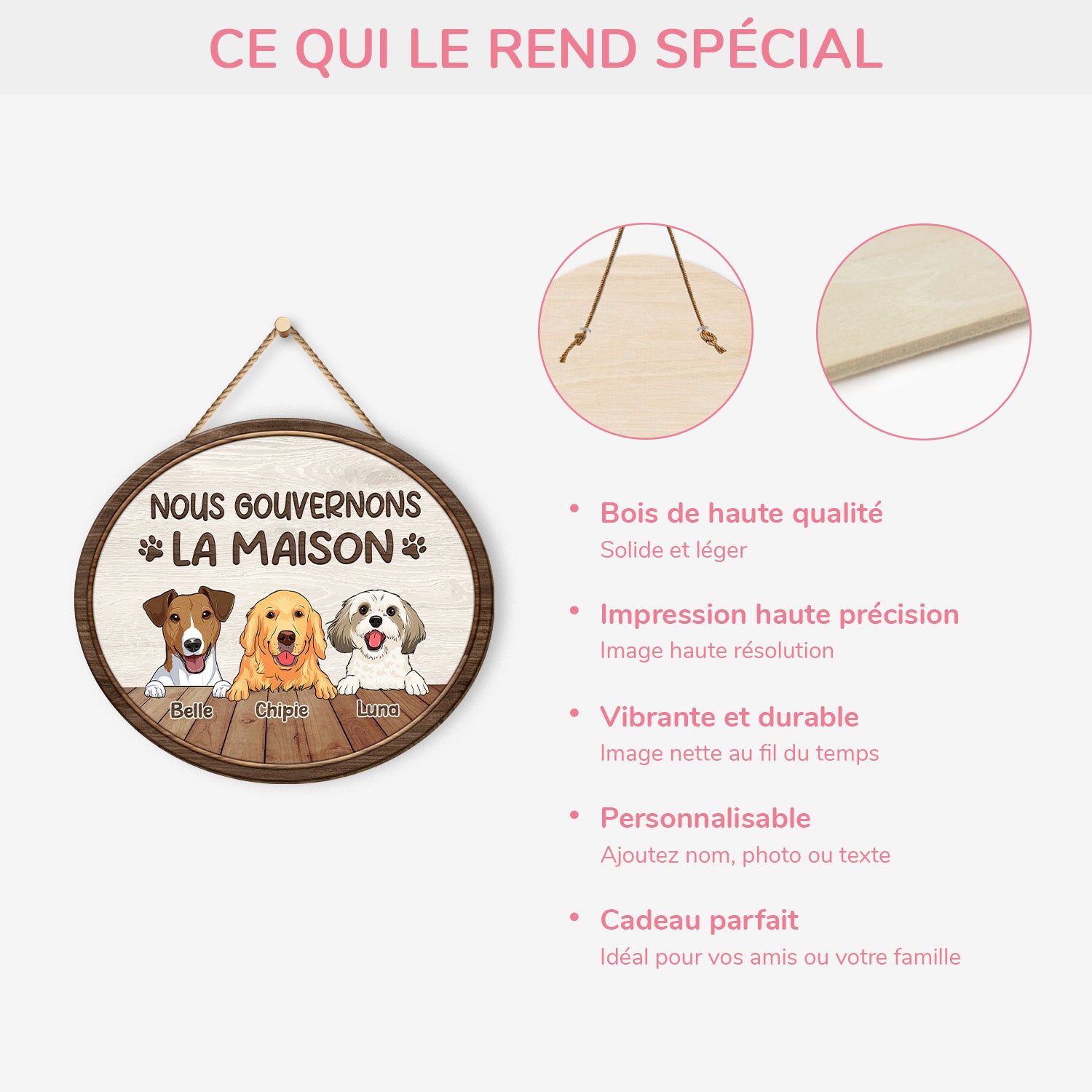 5094QFR4 plaque en bois personnalisee avec chien a suspendre nous gouvernons la maison 5094q8itc_9cee6b9f d6ae 49c7 b589 92f4c27a0bf4