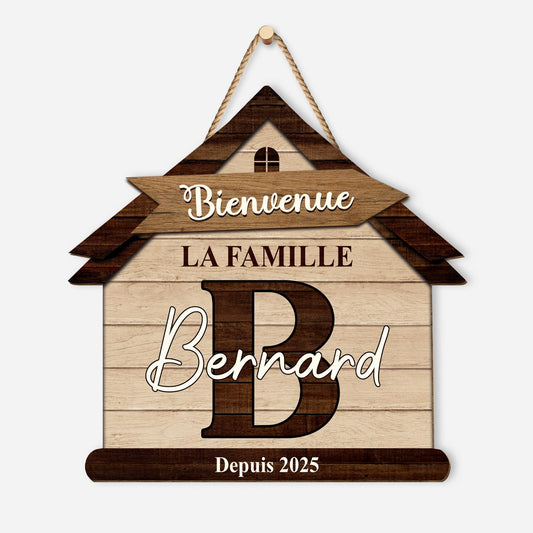 5112QFR1 plaque en bois personnalisee a suspendre bienvenue dans notre famille 5112q6lai