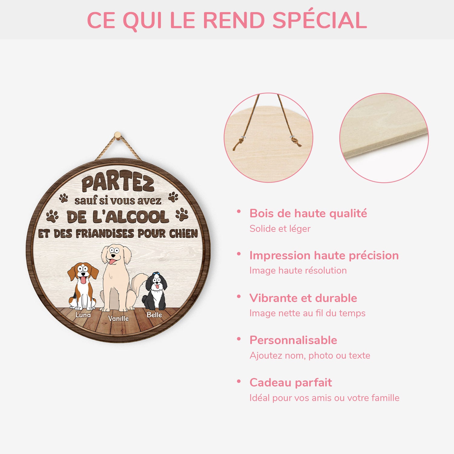 5116QFR4 plaque en bois personnalisee avec chien a suspendre partez sauf si 5116q6ync_706d4542 9199 4852 b1e0 13cfc031b172