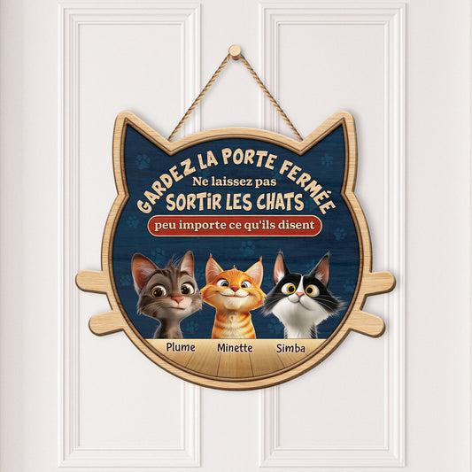 5123QFR2 plaque en bois personnalisee avec chien a suspendre gardez la porte fermee 5123q3gmd