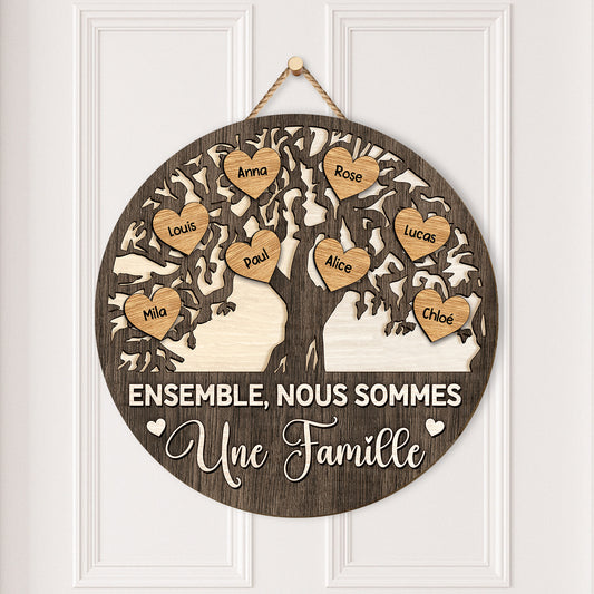 5128QFR2 plaque en bois personnalisee a suspendre ensemble nous formons une famille version arbre 5128q3tti