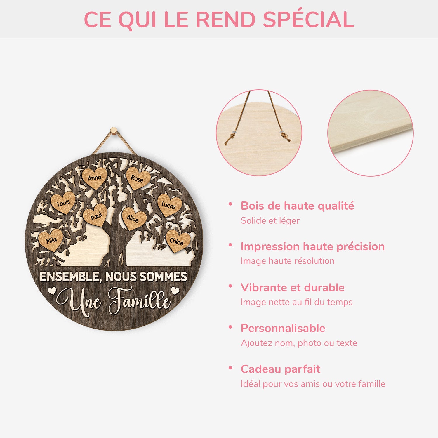 5128QFR4 plaque en bois personnalisee a suspendre ensemble nous formons une famille version arbre 5128q3tti_8795f088 db36 4fa3 a988 3a63c2b7b889