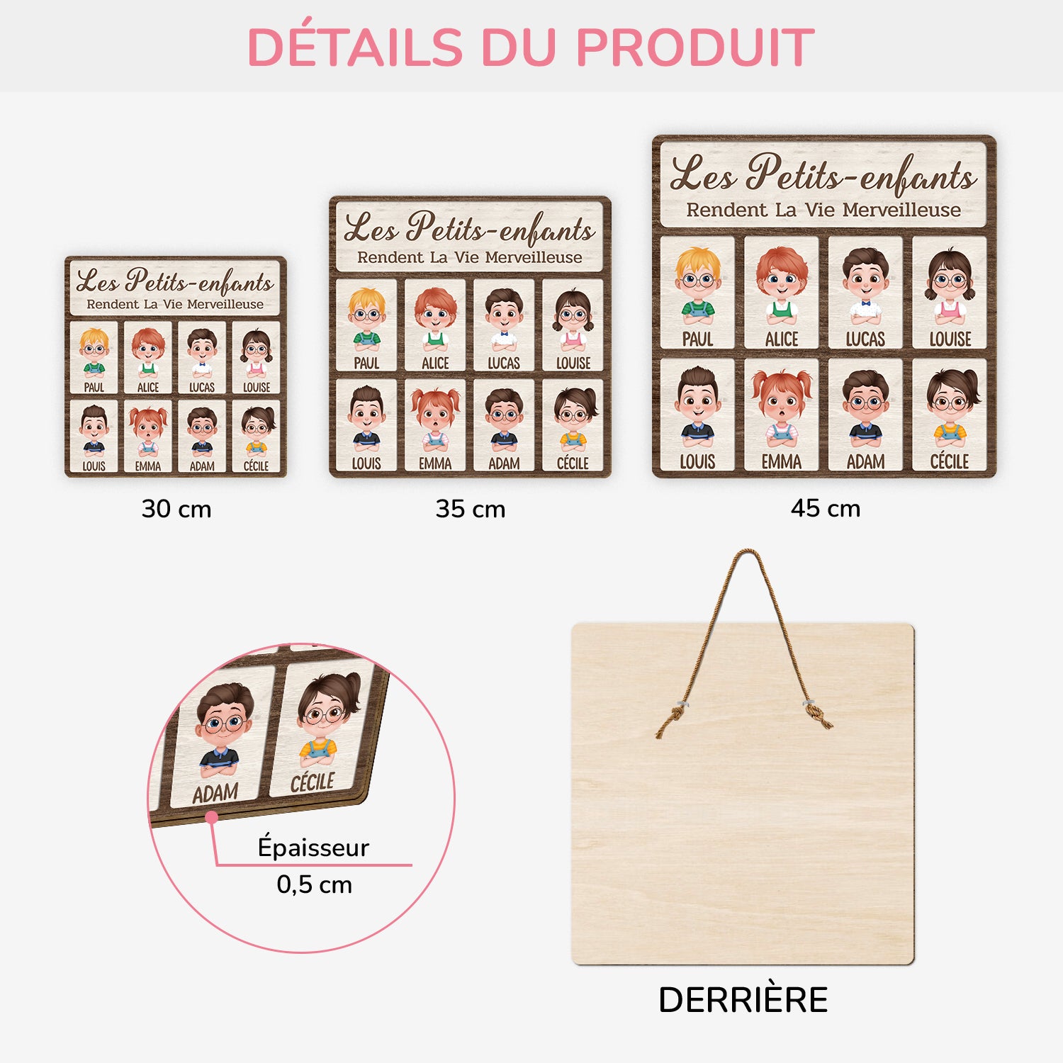 5130QFR3 plaque en bois personnalisee a suspendre les petits enfants rendent la vie merveilleuse 5130qtmna