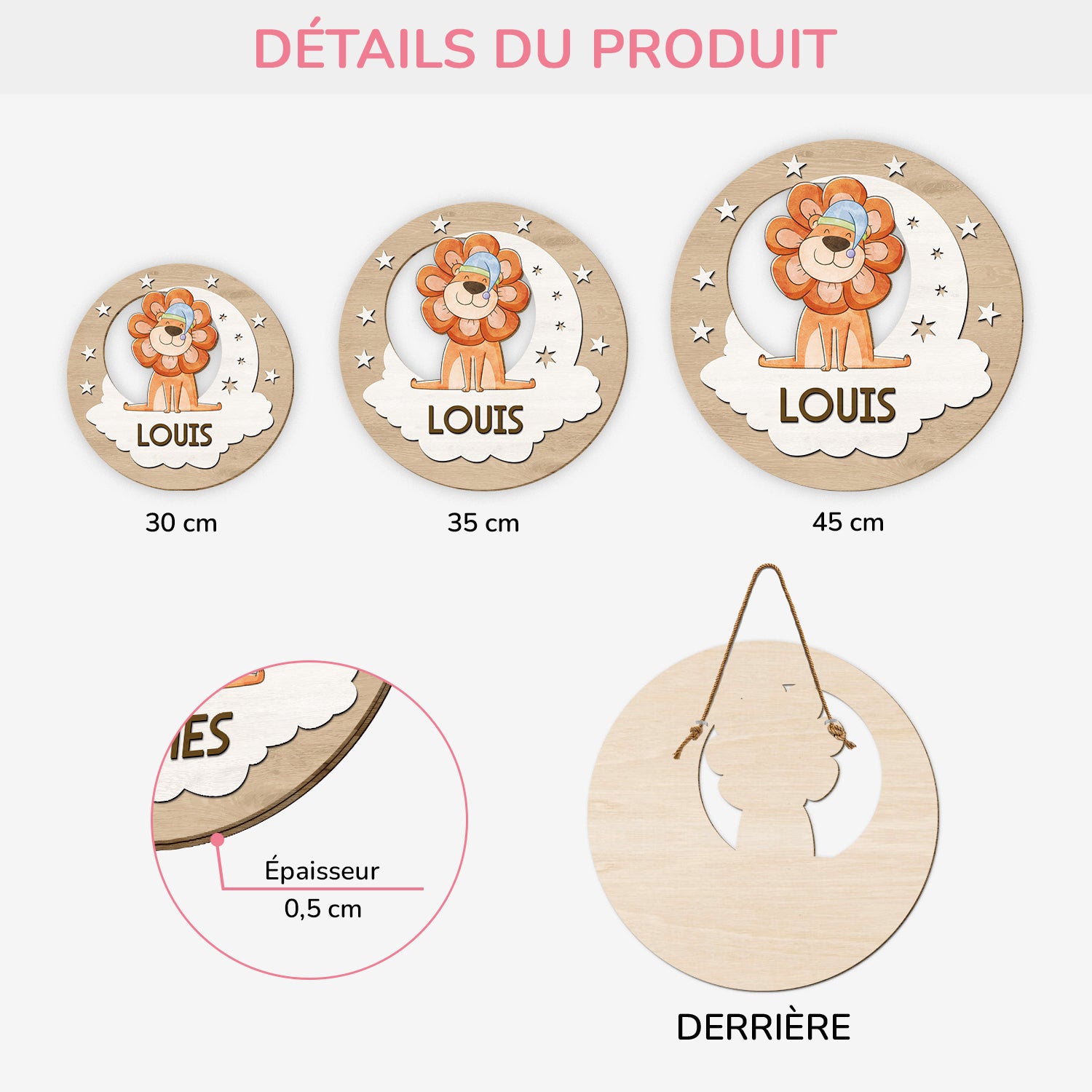 5134QFR3 plaque en bois personnalisee pour enfant a suspendre reves d_animaux 5134q8ynk